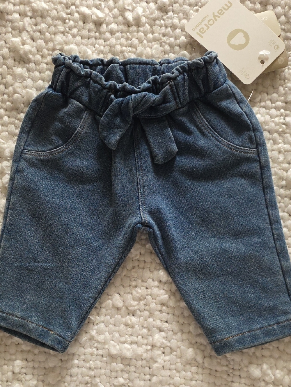 Mayoral Blue Elastic Tie-Waist Baby Jeans pant